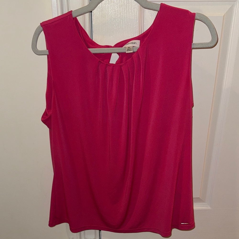 Calvin Klein Sleeveless Draped Camisole - Hot Pink